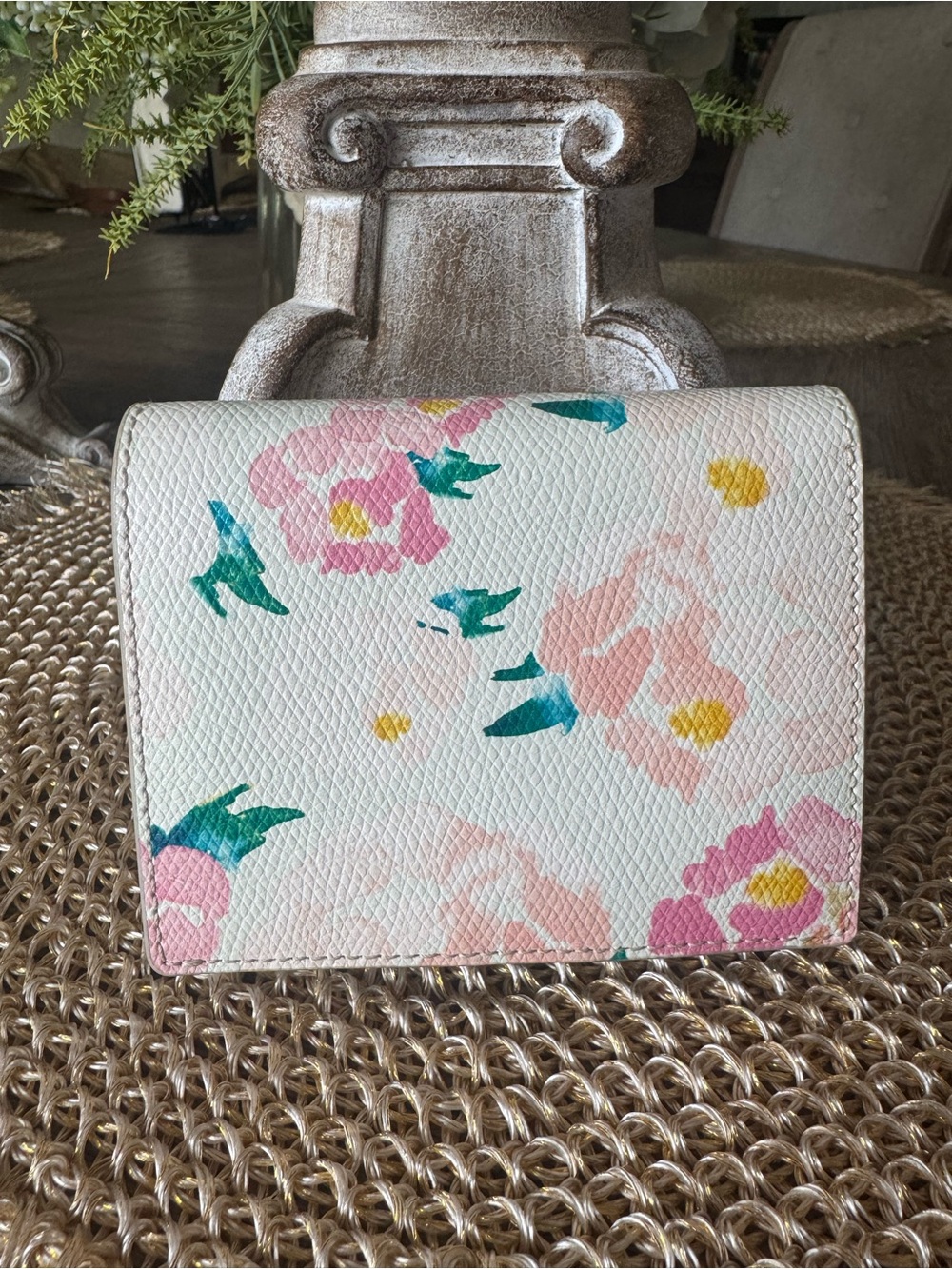Furla Floral Print Leather Wallet - Cream/Pink - Picture 2 of 5